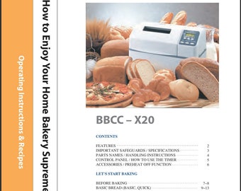Digital Only PDF Zojrushi BBCC-X20 Manual with Recipes Automatic Bread Maker PDF