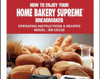 Digital Only PDF Zojrushi BB-CEC20 Manual and Recipe Booklet Automatic Bread Maker PDF