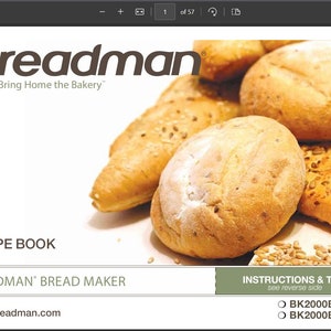 Digital PDF Breadman Bk2000B Bk2000BQ Recipes Automatic Bread Maker PDF