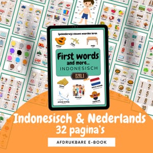 Libro electrónico imprimible en indonesio y holandés | Aprendiendo un nuevo idioma | Primeras palabras | Guía de idiomas | 32 páginas