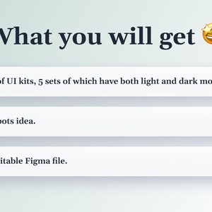 Może przedstawiać: Grafika z tekstem "What you will get" i emotikonem gwiazdy. Obraz zawiera 12 zestaw&oacute;w zestaw&oacute;w UI, pomysł na chatboty AI i w pełni edytowalny plik Figma.
