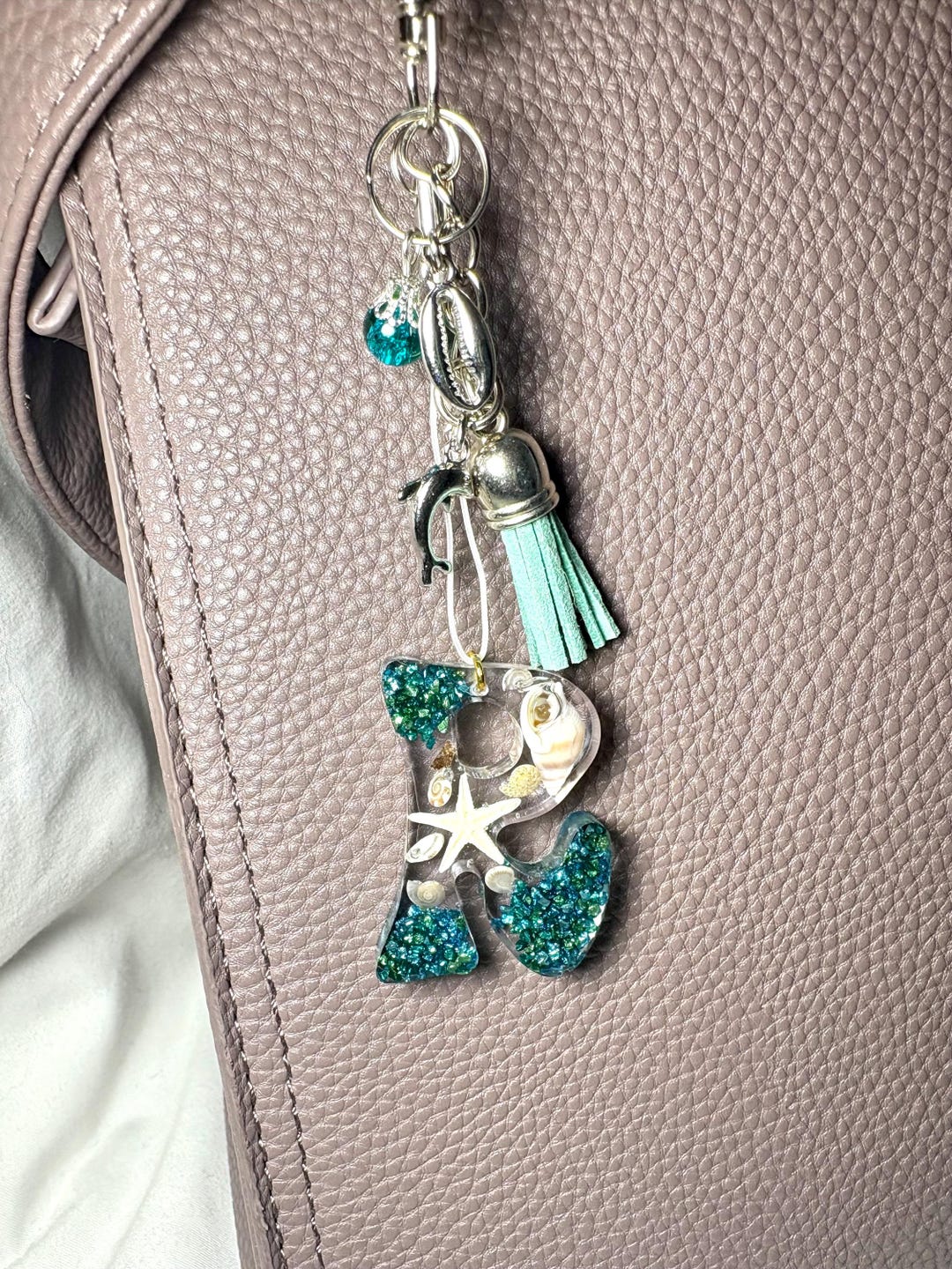 Ocean-themed Letter R Keychain – Beach Initial Bag Charm With Starfish ...