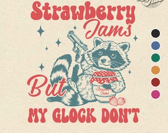 Raccoon Strawberry Jams Glock PNG Design (Digital Download)