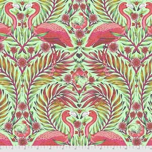Fabric -Tula Pink - Daydreamer - Pretty in Pink Flamingo GREEN color way PWTP169.MANGO