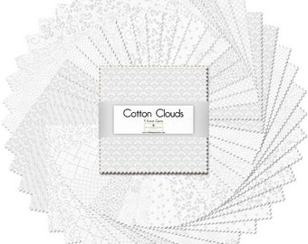 Fabric - Wilmington Fabrics - Charm Pack -Cotton Clouds - 5 inch squares, 42 per pack - 5 karat Gems -507 70 507