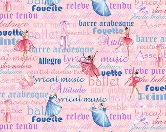 Fabric Henry Glass -Prima Ballerina Collection -PRIMA BALLERINA with words -2745-22