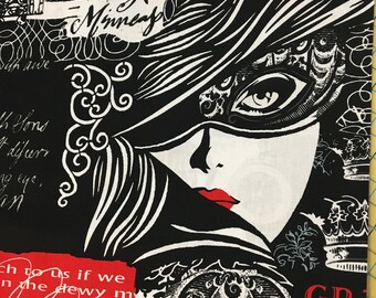 Rare - Fabric - Timeless Treasures - Opera- C 7376 - Out of Print. Exotic Black/Red & White w/Opera imagery/lyrics/exotic woman