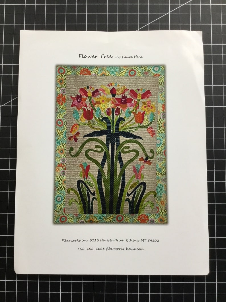 paper pattern Laura Heine Flower Tree Art Nouveau style Applique quilt collage pattern Pattern