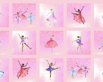 Fabric Henry Glass -Prima Ballerina Collection -  2750-22 Ballerina Blocks-7" x 7" blocks 24" x 44"