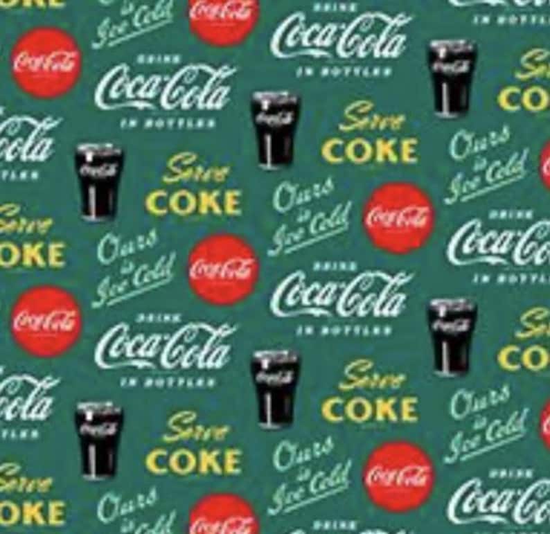 Coke Patterns Fabric - Northcott Coca Cola Licensed CC1006-68 Logos on Green - Etsy