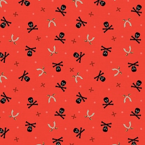 Fabric Paintbrush Studios - Toucan Pirate Collection -SKULLS & SWORDS - 120-23136 - Red