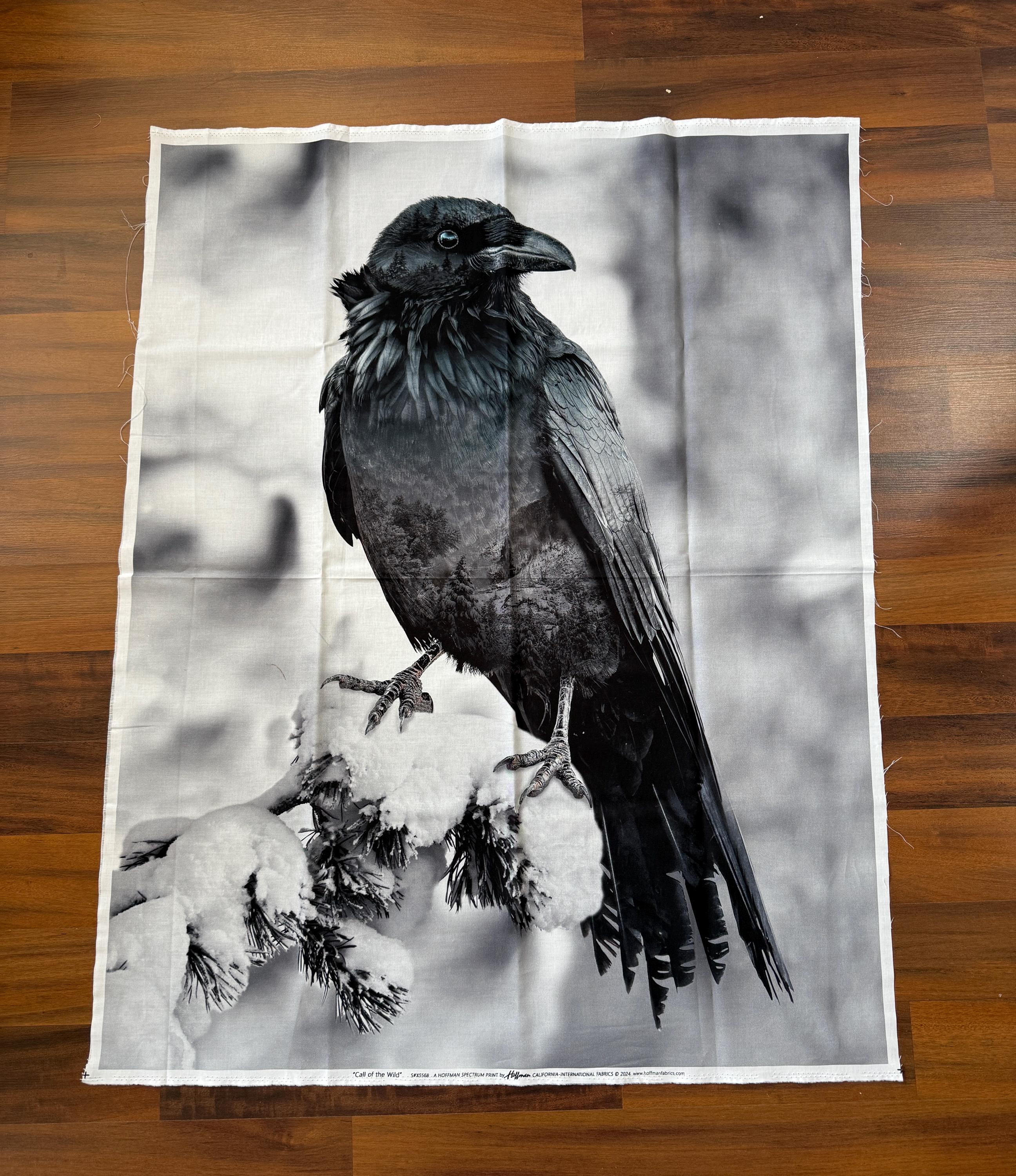 Fabric - Hoffman Call of the Wild - Raven Perched on a Snowy