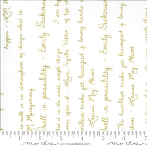 Fabric - Moda Fabric - Dwell Possibility Ivory 48315 19M Moda Metallic Quotes from Dwell Possibilities Collection- 100% Cotton by Gingiber