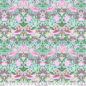 Fabric - Free Spirit - Kaffe and Morris - Kaffe Fassett interprets William Morris Strawberry Thief Bird PWKW013.Aqua