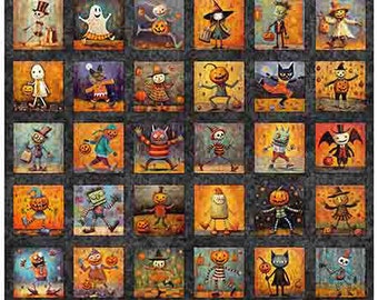 Fabric - QT Fabrics  CREEPING it REAL - Creepin' It Real Halloween Picture Patch- 30387 -X -Multi