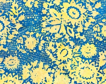 Fabric Anthology Batik Canary Blue 2280Q X Sashiko blue and yellow batik   100% cotton