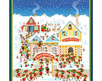 Fabric QT Fabrics - Santa's Workshop Panel - 27720-B - 36 inches by 43 inches Christmas Panel