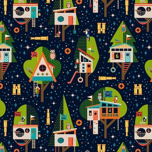 Fabric Paintbrush Studios - Toucan Pirate Collection -Treehouse - 120-23131 Navy