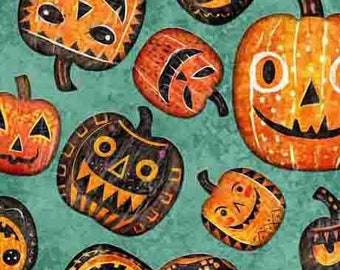 Fabric - QT Fabrics  CREEPING it REAL - Creepin' It Real -Pumpkin Toss - 30387 -Q Jade