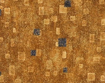 Fabric Gustav Klimt  Robert Kaufman 17181-133 GOLD Gold and Black coordinate with Metallic Gold