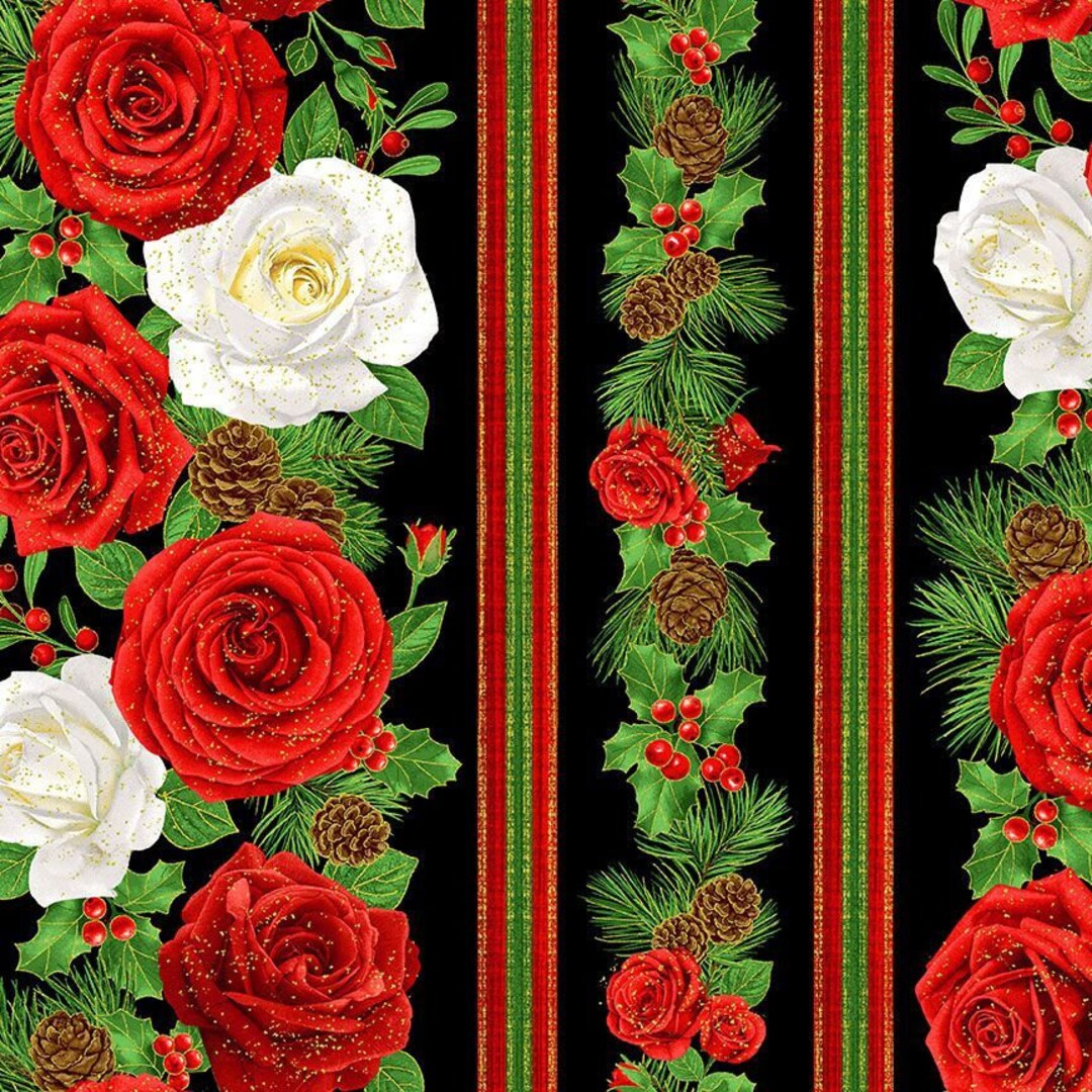 Fabric Timeless Treasures Winter Rose Christmas Holiday Floral CM2891 ...