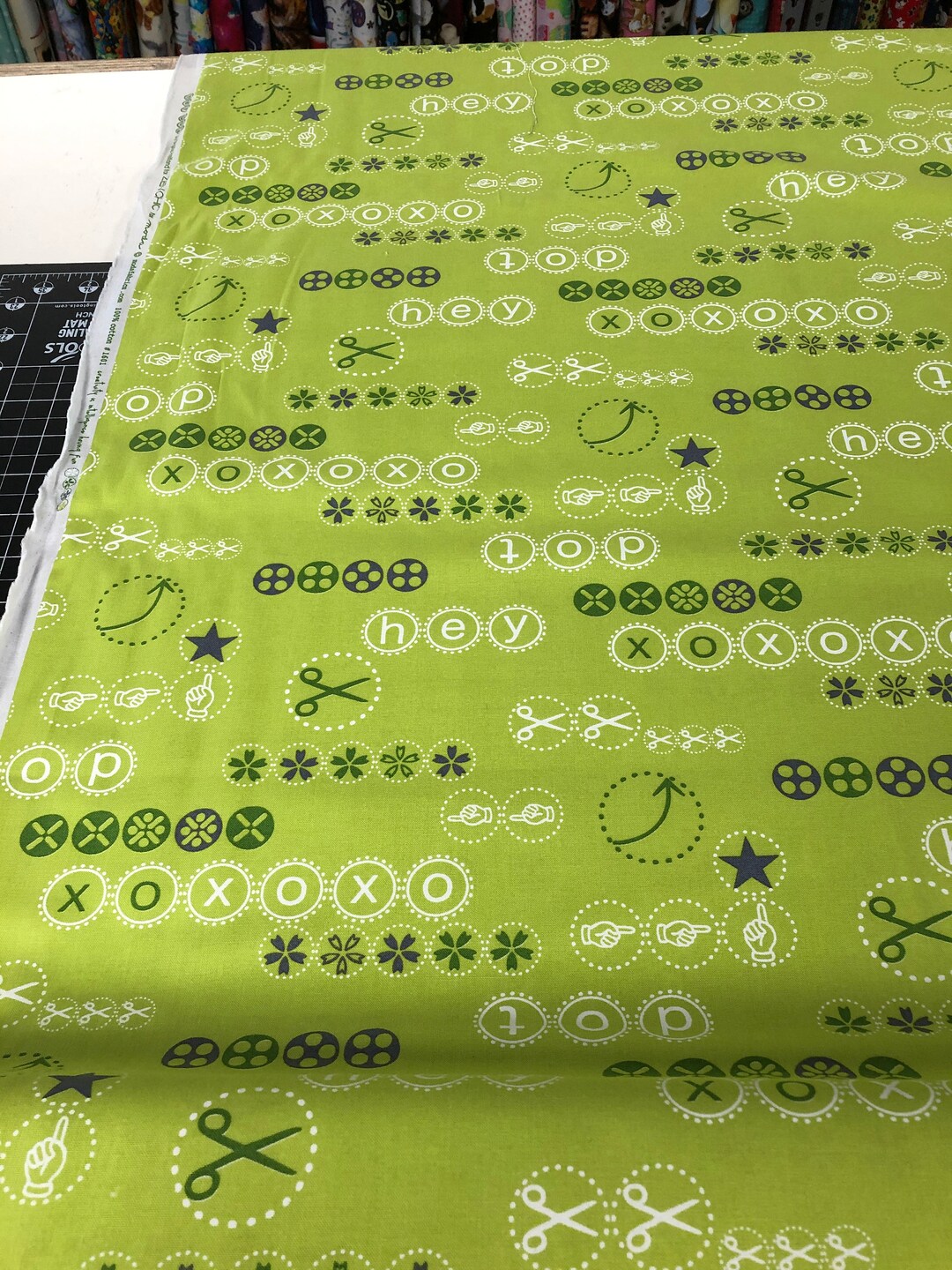 Moda Fabric Zen Chic Brigitte Heitland Hey Dot Lime Green Out Etsy