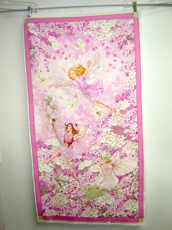 Dusk Flower Fairies Panel Border 100/% Cotton Sewing Fabric Large Pink