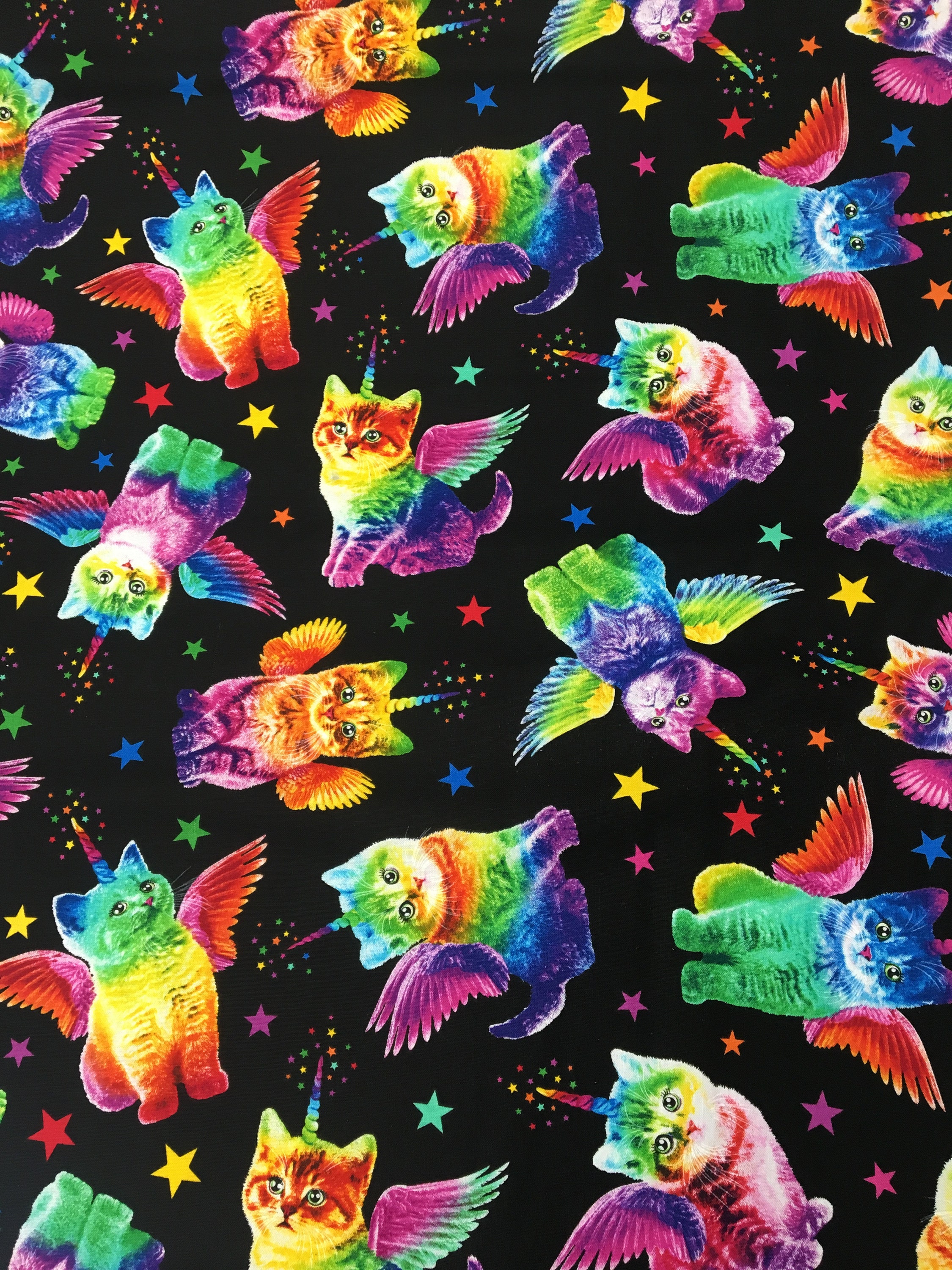Fabric Timeless Treasures C7198 Rainbow Kitty Unicorn With Etsy