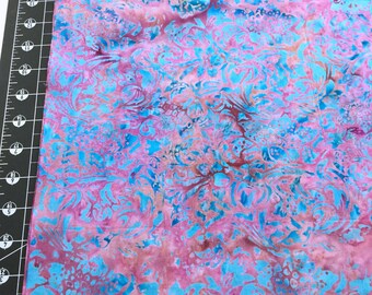 Stoffinsel Batik 111822435 LG Floral Lian Seeigel Britisch Blau auf Hot Pink Melone