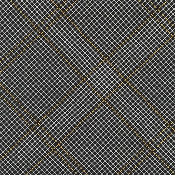 Fabric - Robert Kaufman CF collection Carolyn Friedlander Architectural geometric diagonal black grid with metallic gold
