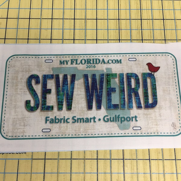 Fabric 2016 Row by Row Fabric Smart License plate panel Sew Weird Gulfport Florida