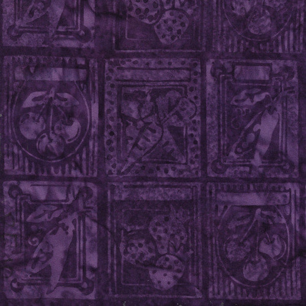 Fabric - Island Batik - Seed Packets-Purple Merlot from Garden Delight group - 122254495