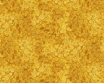 Fabric - Timeless Treasures - Cleo collection - by Chong-A HWANG - Golden Swirls CLEO-CM1885 Gold - Metallic - after Gustav Klimt