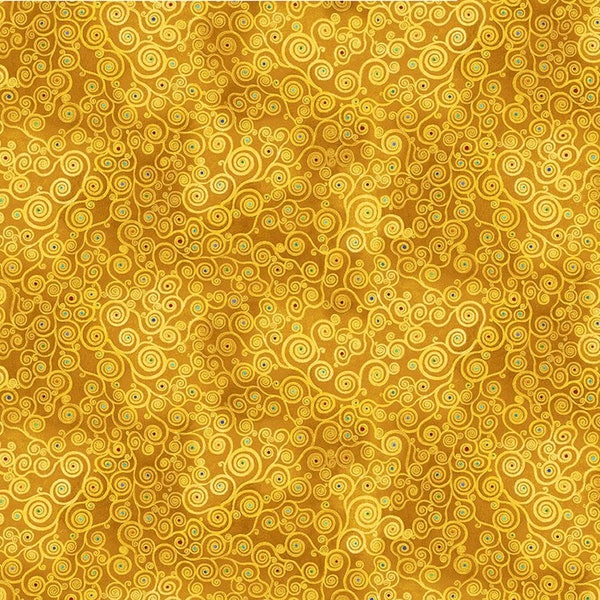 Tissu - Trésors intemporels - Collection Cleo - par Chong-A HWANG - Tourbillons dorés CLEO-CM1885 Or - Métallique - d'après Gustav Klimt