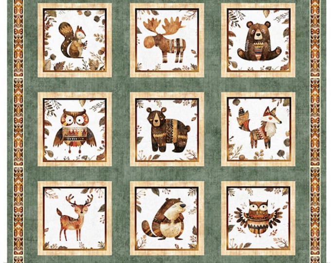 Fabric - QT Fabrics Bearsville Woodland Creatures Patch Panel 9 ...