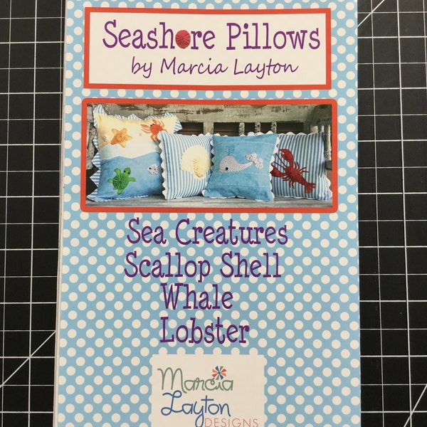 Pattern - Sea Shore Pillow pattern - w/whale, scallops, etc by Marcia Layton for use with Clover Quick Yo-Yo makers -  as pictured - NEW