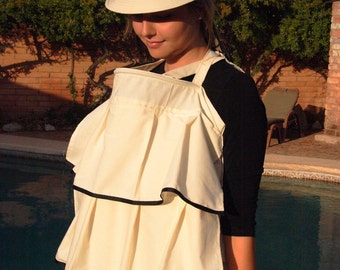 Breastfeeding Top-The Feeder Frock Baby Nursing Cover-Cotton Luxe-Alicia Style-Cream and Black