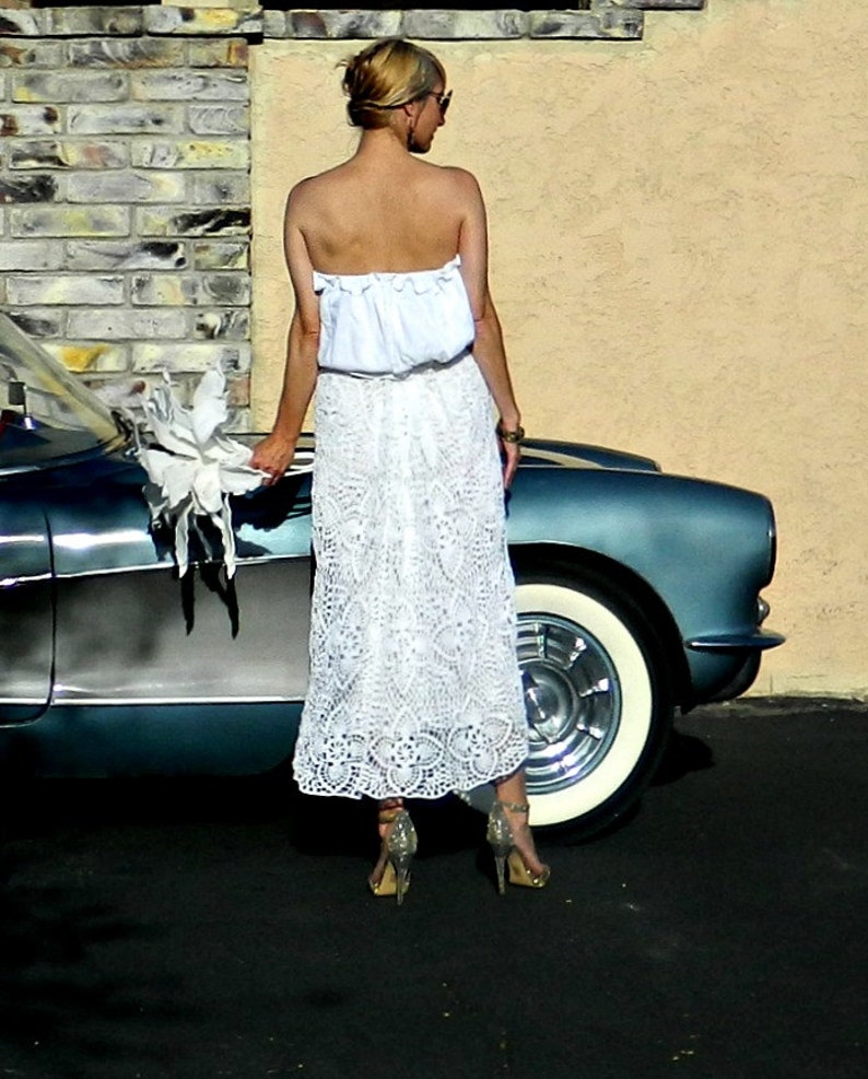 Lace Wedding Skirt-Bridal Skirt-Wedding Separates-Two Piece Wedding Dress-Hand Crochet Lace Couture Pineapple Motif Skirt-Modern Bride image 4