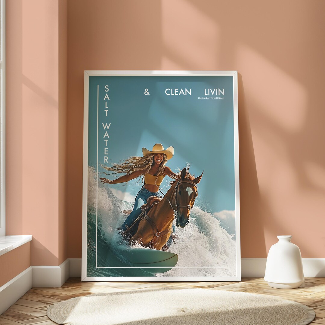 Coastal Cowgirl Wall Art Beachy Magazine Cover Trendy Poster Print ...