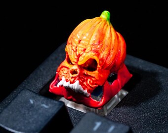 Handgefertigte Kürbis Artisan Tastenkappe - Halloween Horror Schädel Tastenkappe für mechanische Tastaturen, gruselige ESC-Taste, einzigartiges Gamer Geschenk