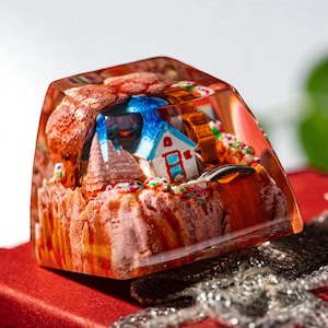 Tastenkappen Full House Dream, Benutzerdefinierte Artisan-Tastenkappen, Frühlingshaus-Tastenkappen, Esc-Tastenkappe, Tastenkappen-Set Cherry MX, handgemachtes Geschenk für sie