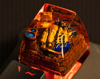 Tecla artesanal, tecla de resina personalizada, tecla ESC para teclado Cherry MX, juego de teclas, decoración para juegos, teclado mecánico, regalo hecho a mano para él