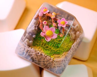 Porte-clés en résine de fleurs de cerisier, porte-clés artisanal Natute, porte-clés japonais, porte-clés personnalisés, porte-clés roses cadeau d'anniversaire, cadeau fait main pour elle