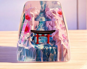 Teclas con diseño de flor de cerezo, Teclas con diseño de puerta Torii, Artesanal Natural, Teclas japonesas, Teclas personalizadas, Teclas con diseño de anime, Regalo de cumpleaños, Regalo hecho a mano