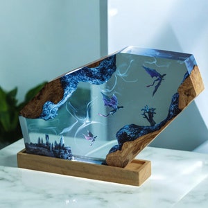 Lamp aangepaste hars epoxyhout, lamp draak hars epoxy, epoxyhars lamp, kerstcadeau, deco diorama lamp, gepersonaliseerd cadeau, cadeau voor hem