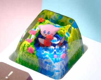 Nakładki na klawisze Artisan Keycaps Kir.by Pink, niestandardowa, śliczna żywiczna nakładka na klawisze z motywem anime, nakładka na klawisz ESC do klawiatury Cherry MX, zestaw nakładek na klawisze, ręcznie robiony prezent dla niej