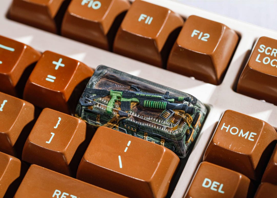 Artisan Keycap Gun Resin, Custom Epoxy Keycap , Backspace Keycap for ...