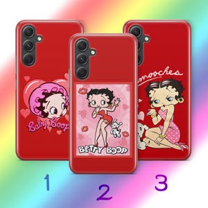 Custodia per telefono Betty Boop A8 per Samsung A13 A14 A15 A16 A25 A26 A33 A34 A35 A36 A53 A54 A55 A56 A72 A73 + altri modelli di cartoni animati americani