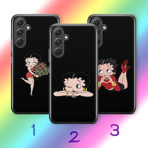 Betty Boop A2 Housse pour Samsung A13 A14 A15 A16 A25 A26 A33 A34 A35 A36 A53 A54 A55 A56 A72 A73 + Plus Modèle Dessin Animé Américain