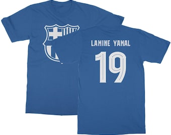 Barcelona Star Player - Yamal #19 Soccer Football Jersey Style Inspired Unisex T-Shirt, Long Sleeve and Sweatshirt Jerseys Collection